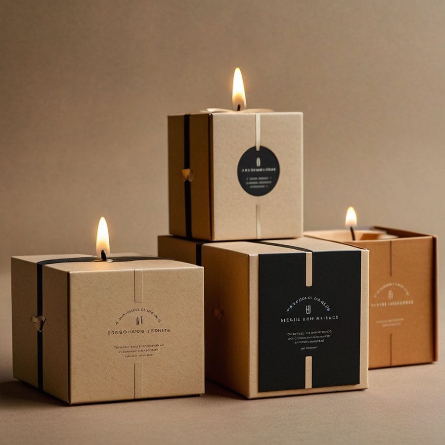 Custom kraft candle packaging with inserts