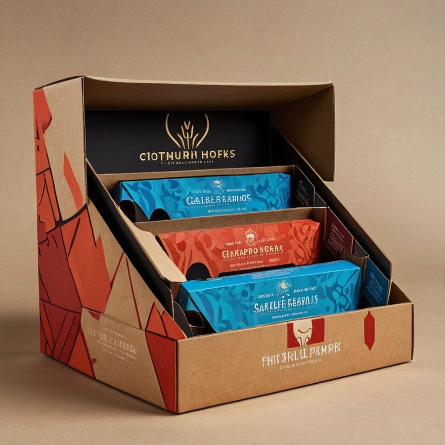 Countertop cardboard display box with branded design
