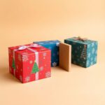 Beautifully decorated Christmas boxes with lids