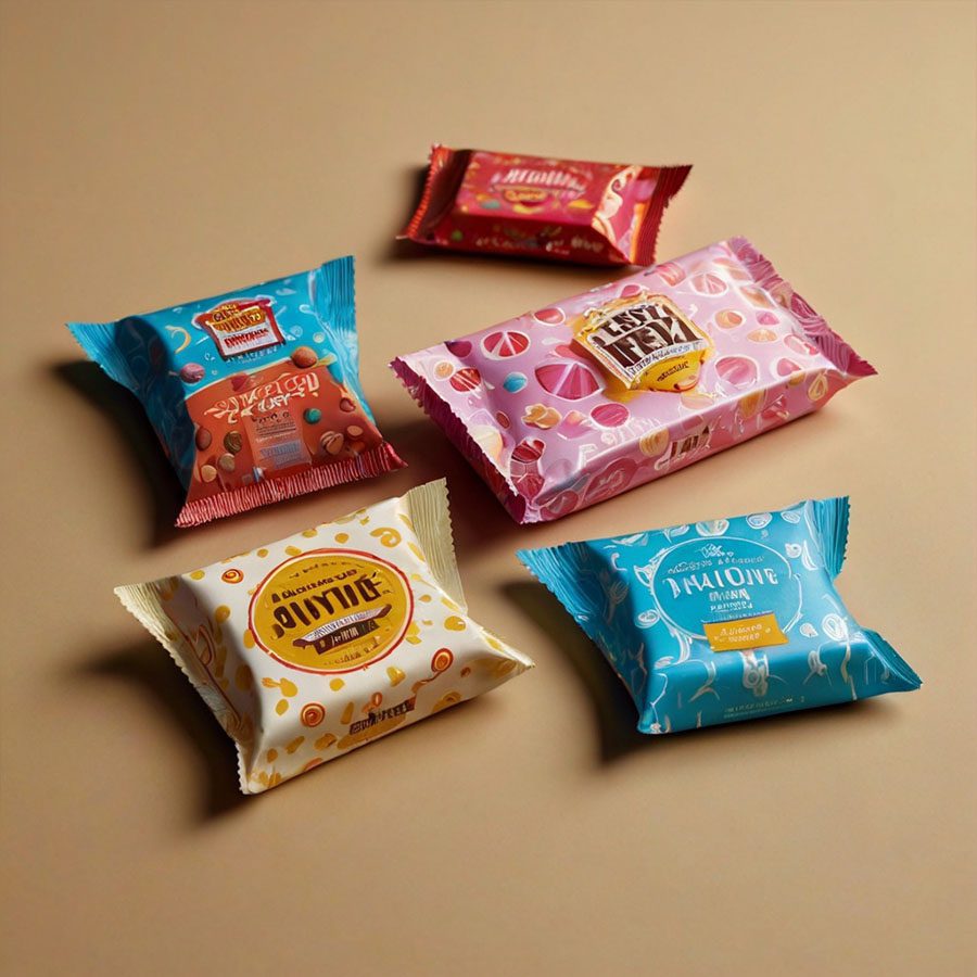 Colorful candy packaging with custom branding