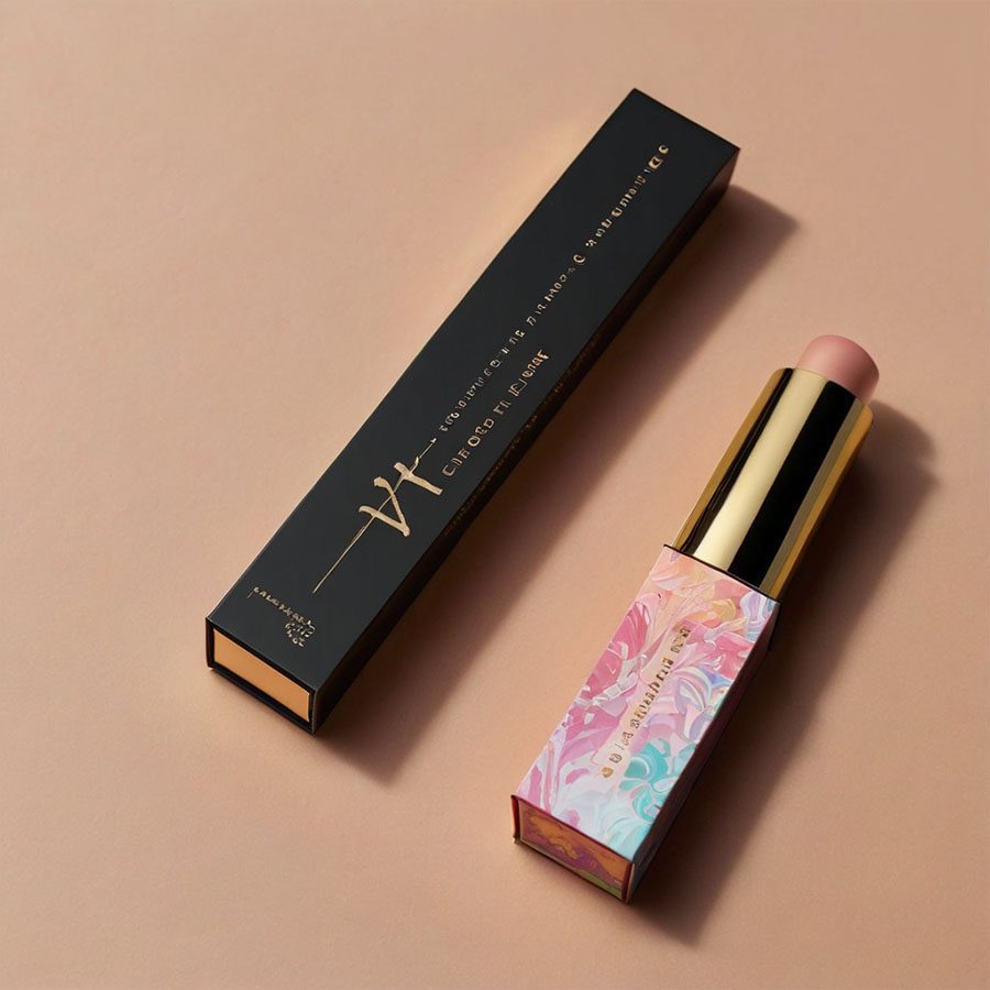 Luxury lip gloss packaging with metallic foil stamping