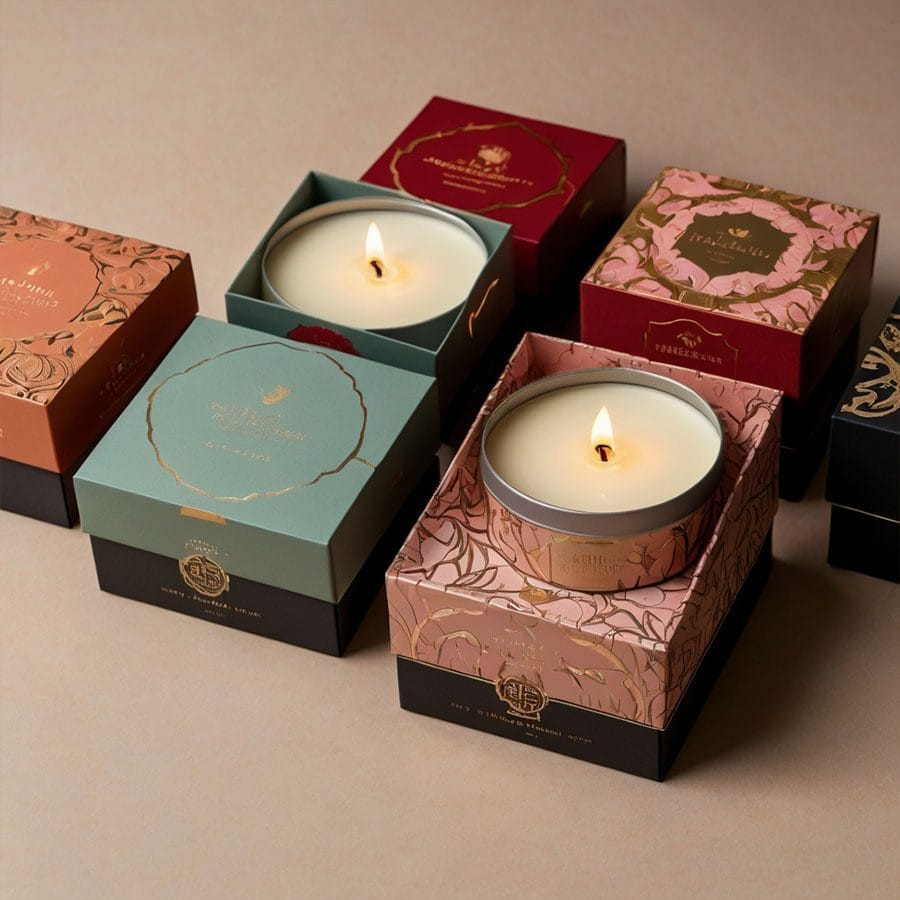 Elegant matte black rigid candle packaging box
