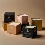 Sturdy two-piece rigid candle box with gold foil logo