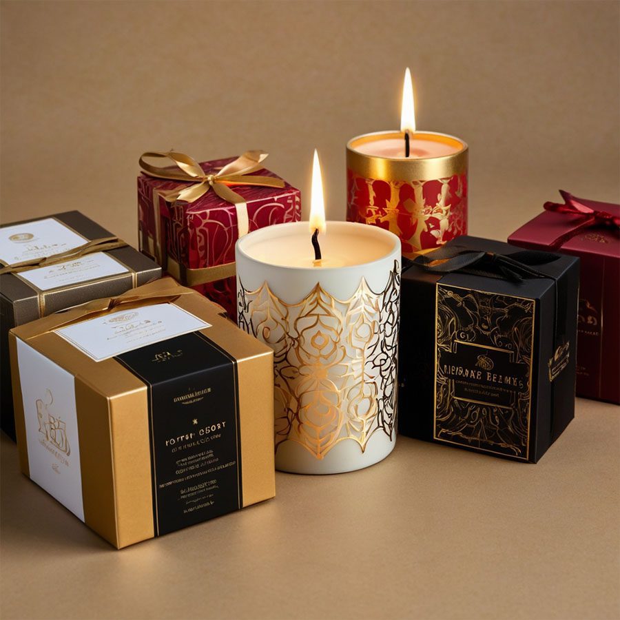 Custom printed rigid candle boxes with inserts