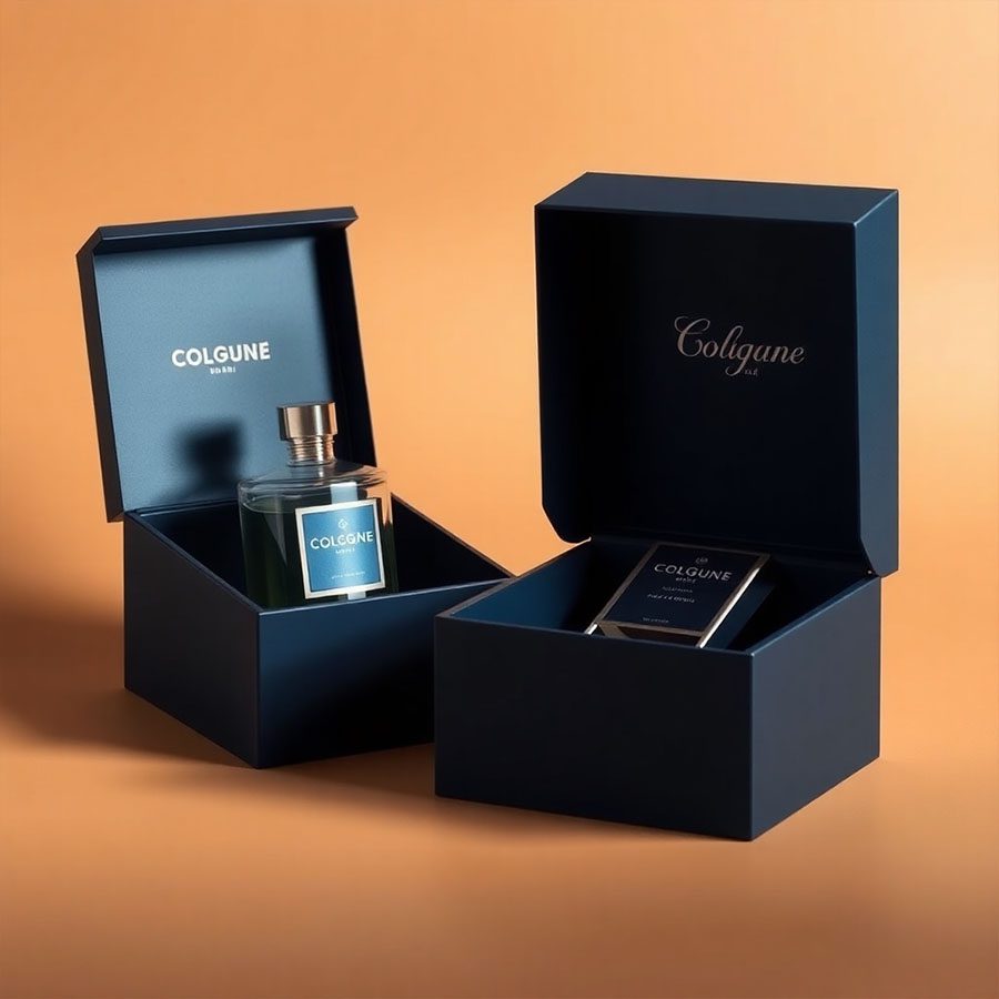 Rigid cologne box with foam insert