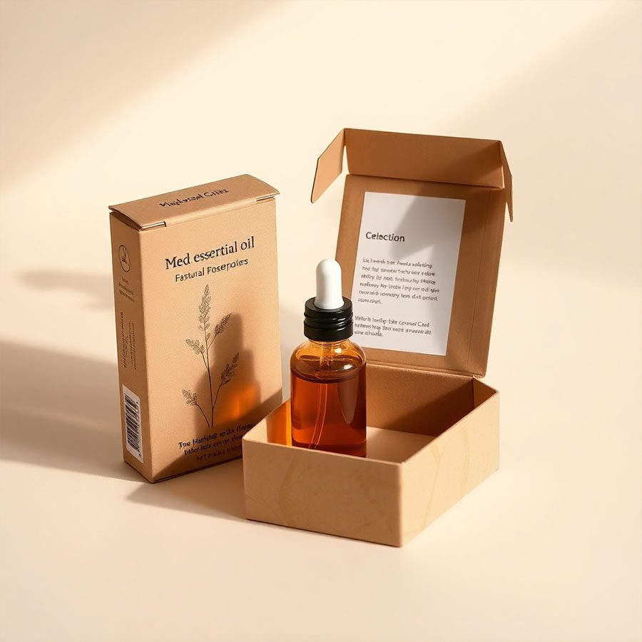 Brown kraft essential oil box with logo