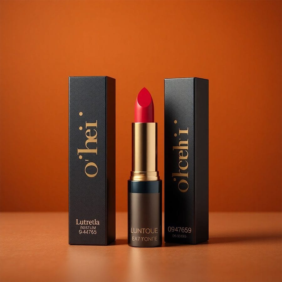 Minimalist black lipstick box packaging for retail