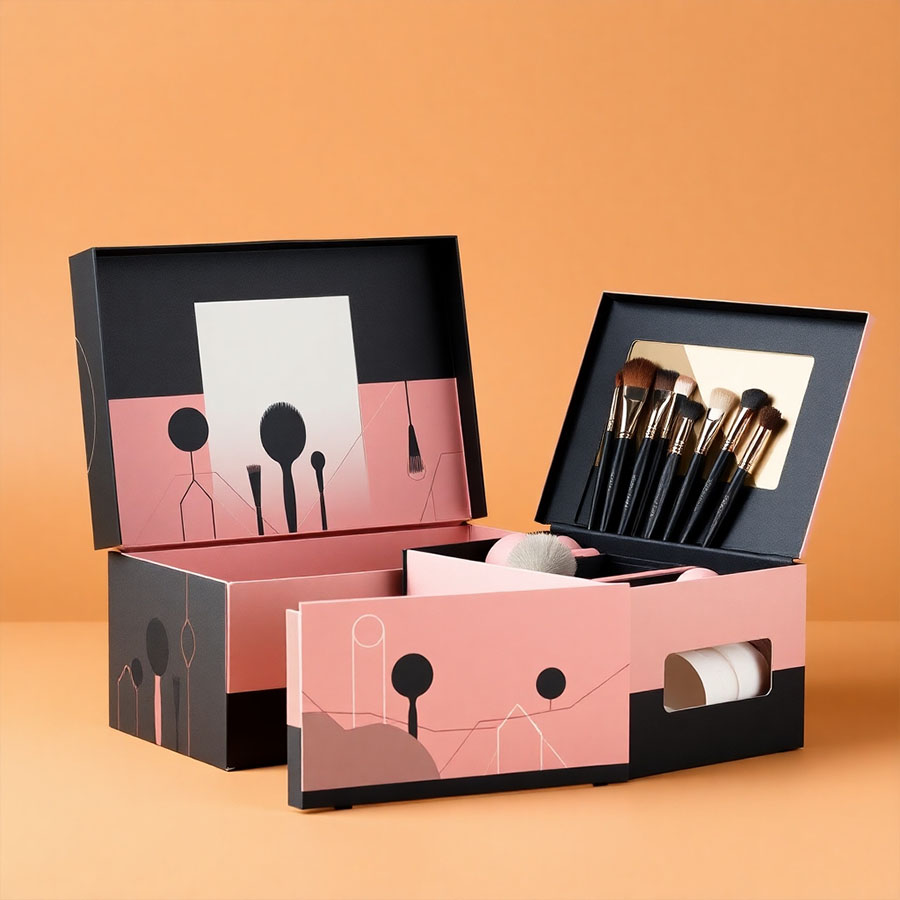 Durable cardboard Makeup Tool Boxes with compartments