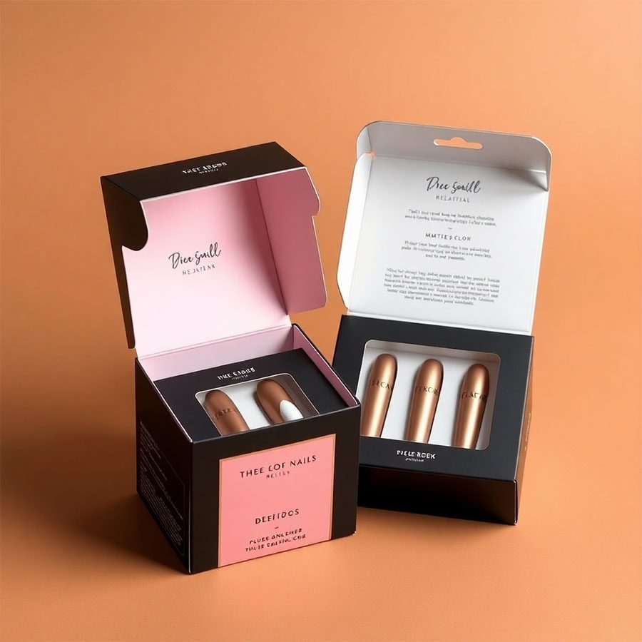 Stylish press on nail packaging with window